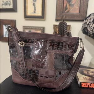 Y2K Brighton brown leather patchwork purse